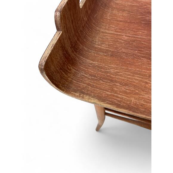 Bent Wood Stool Bench Accent Tray Ottoman Table Birdseye Maple Vanity Bench MCM - Picture 7 of 8